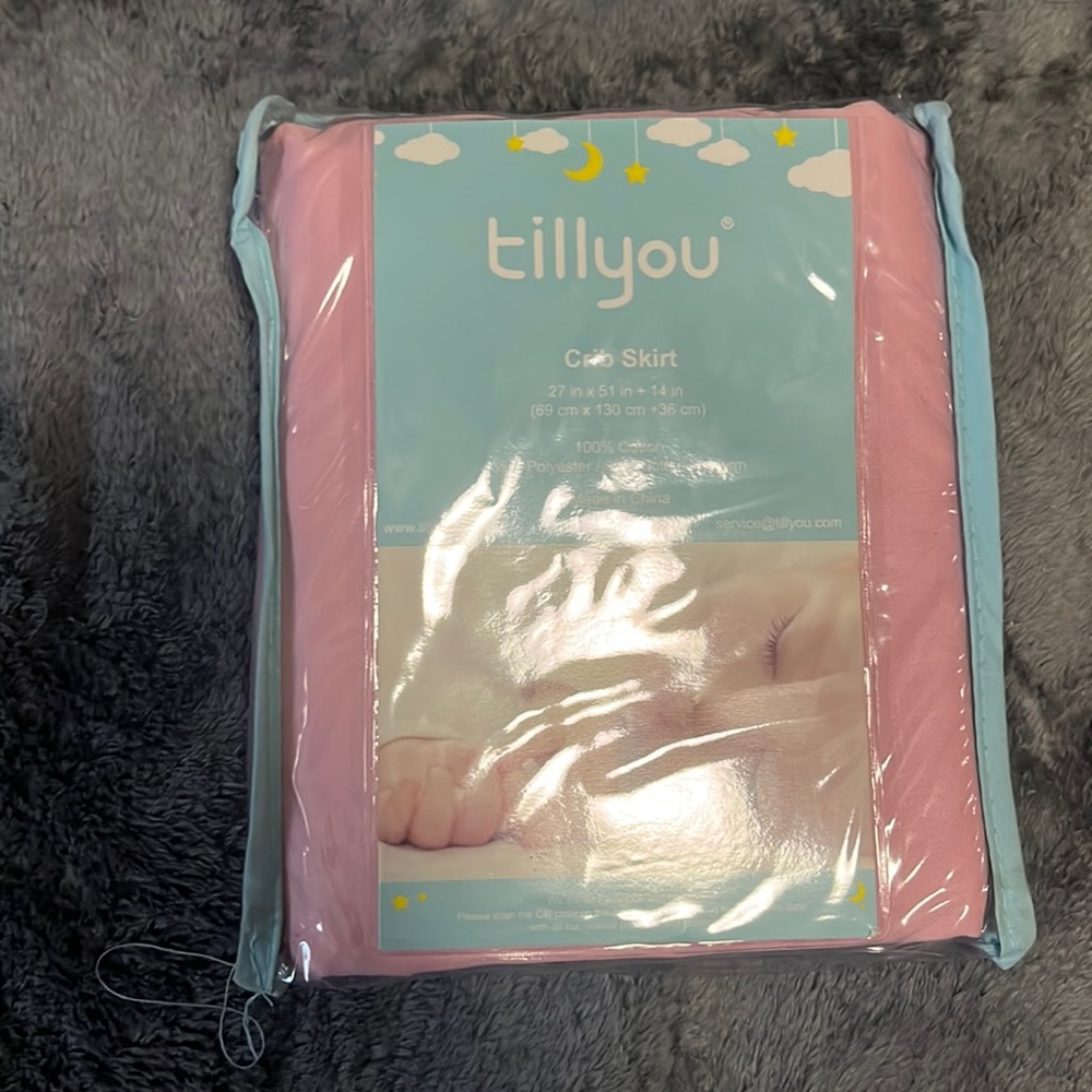 New in package pink crib skirt